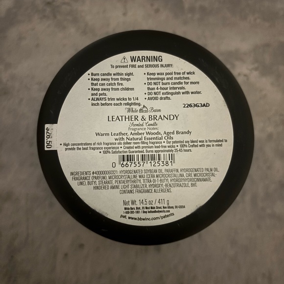 Leather & Brandy 3-Wick Candle - Picture 2 of 3